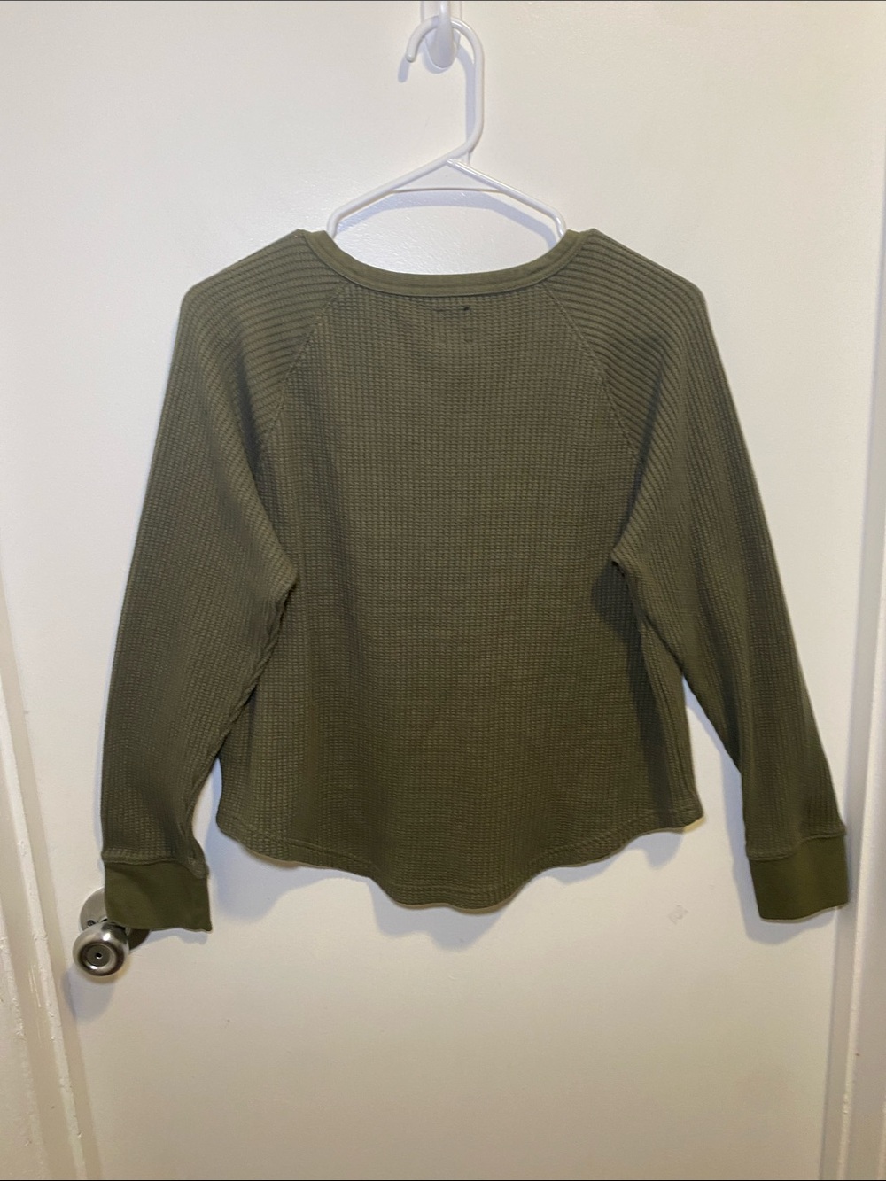 GAP Olive Green Waffle Henley Long Sleeve Top - Picture 5 of 6